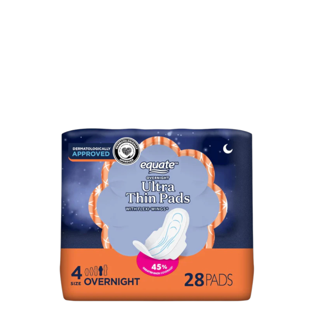 Equate Ultra Thin Pads Overnights - 28 Count