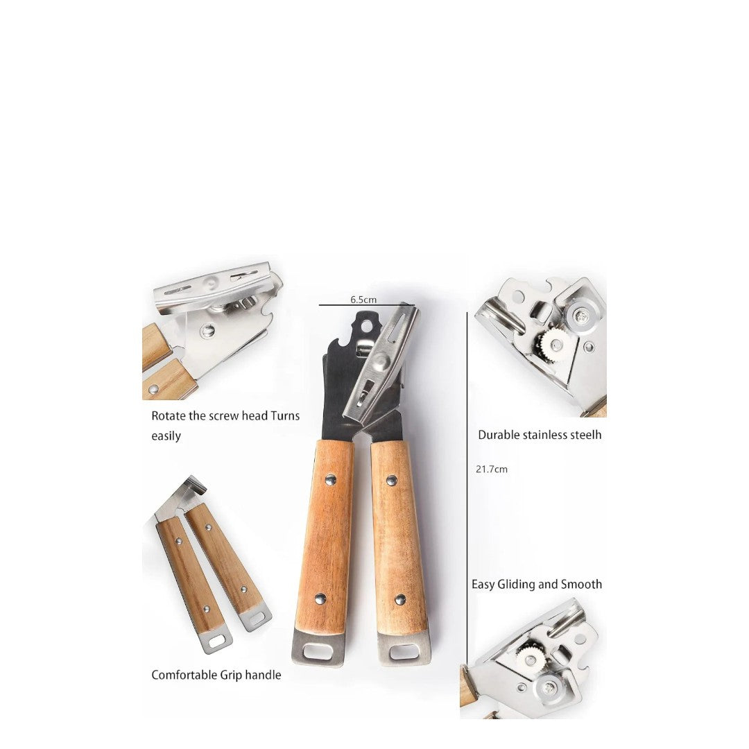 Gourmet Kitchen Acacia Wood & Stainless Steel Can Opener
