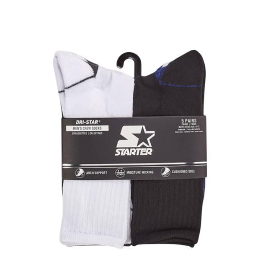 Starter mens crew socks- Arch Support - 5 Pairs