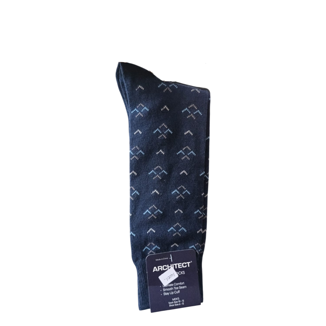 Dress socks- Blue w/small designs - 1 Pair