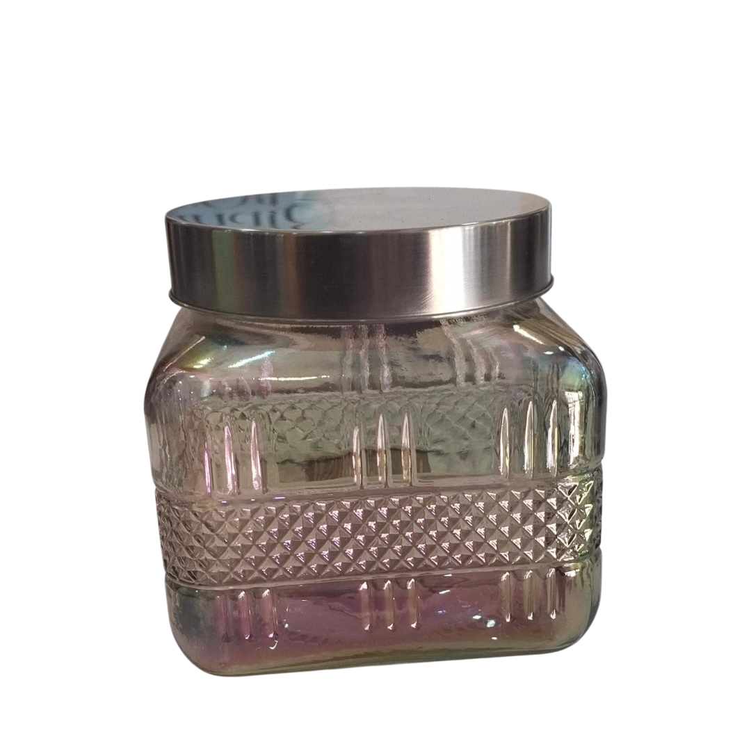 Walter Smoke Luster Embossed Glass Canister - 1.27 L