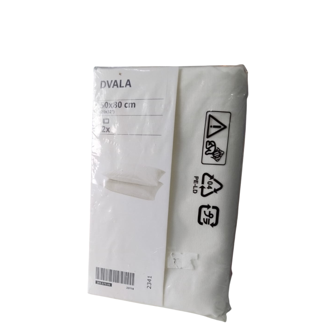 Dvala Pillow Case/Queen -50x80, White 2-p
