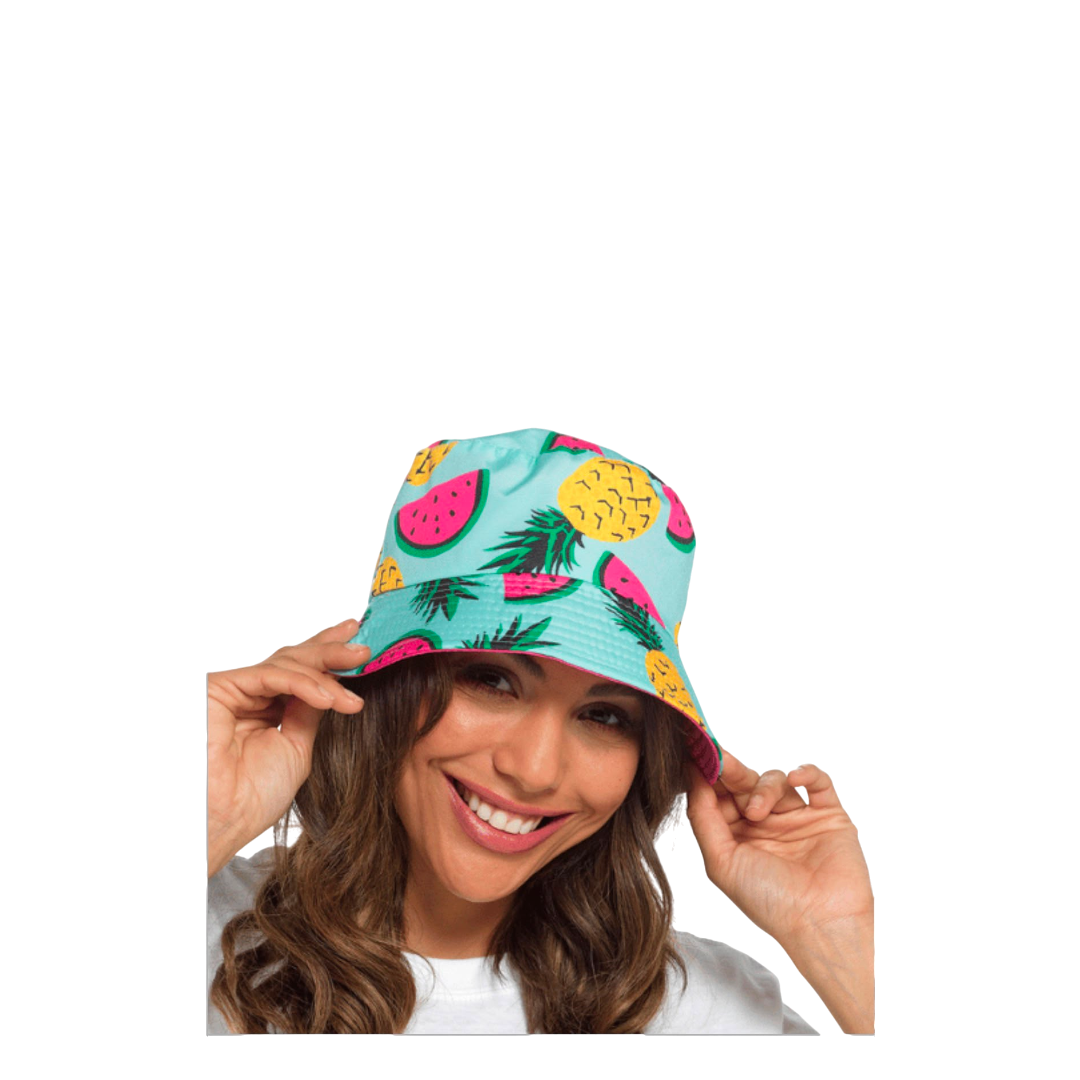 Ladies fruit printed reversible bucket hats