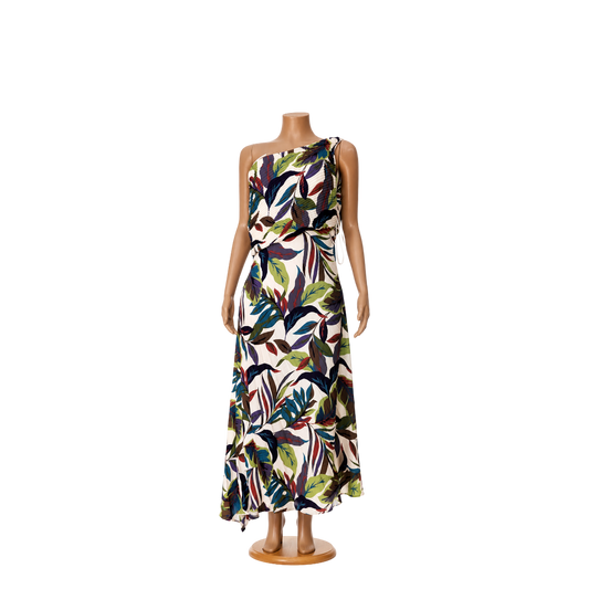 Nicole Miller One shoulder pleated dress- LD4F11029-Size 14