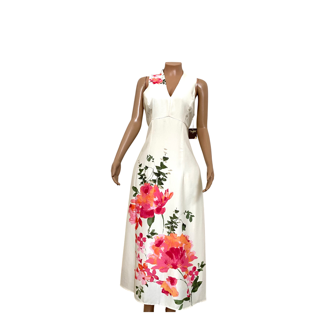 Taylor Cream & Flowered Dress- 4189MK- Size 16