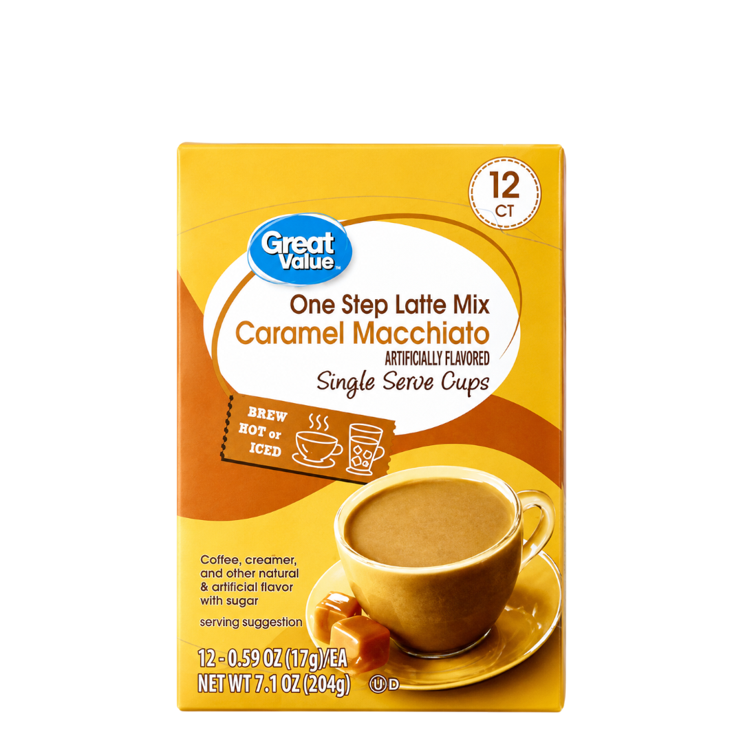 Great Value Caramel Macciato Mix Medium Roast Coffee Pods - 12 Ct