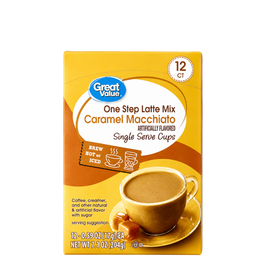 Great Value Caramel Macciato Mix Medium Roast Coffee Pods - 12 Ct