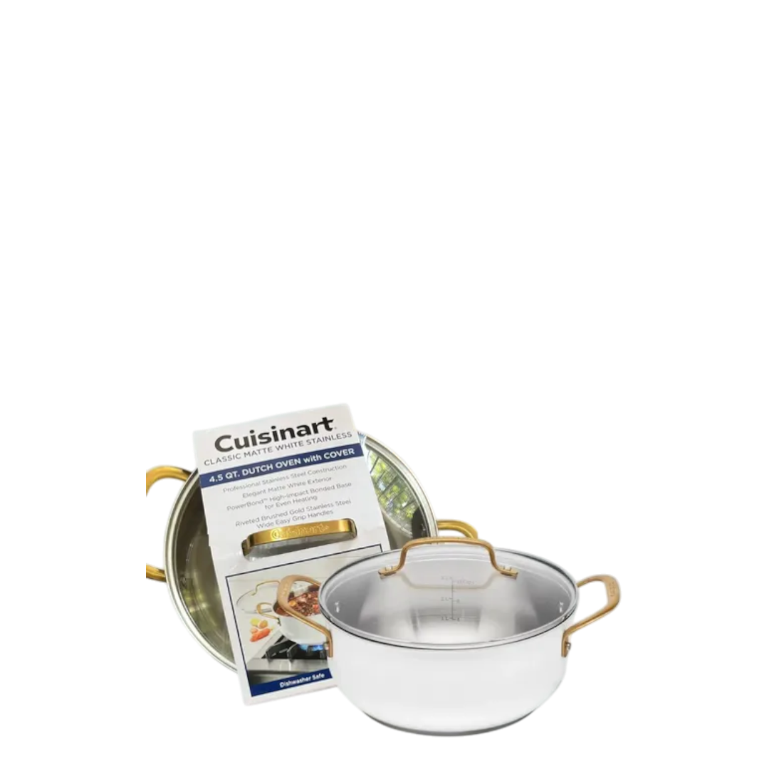Cuisinart Classic Matte White Stainless 4.5 QT Dutch Oven with Cover