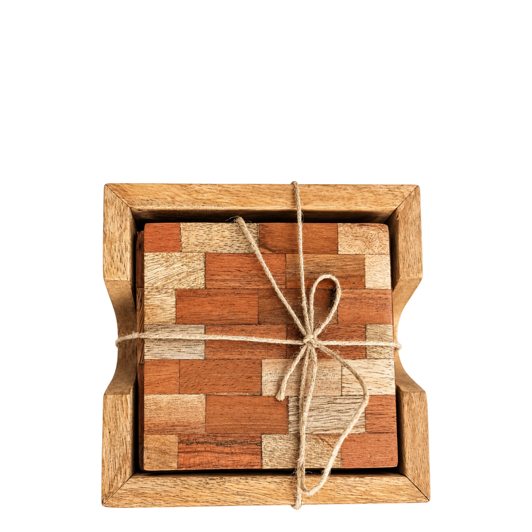 Rustic Wooden Coasters - 4 Piece Set