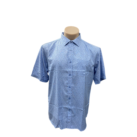 Report Collection short sleeve Blue flowerly casual shirt size XL - 13007