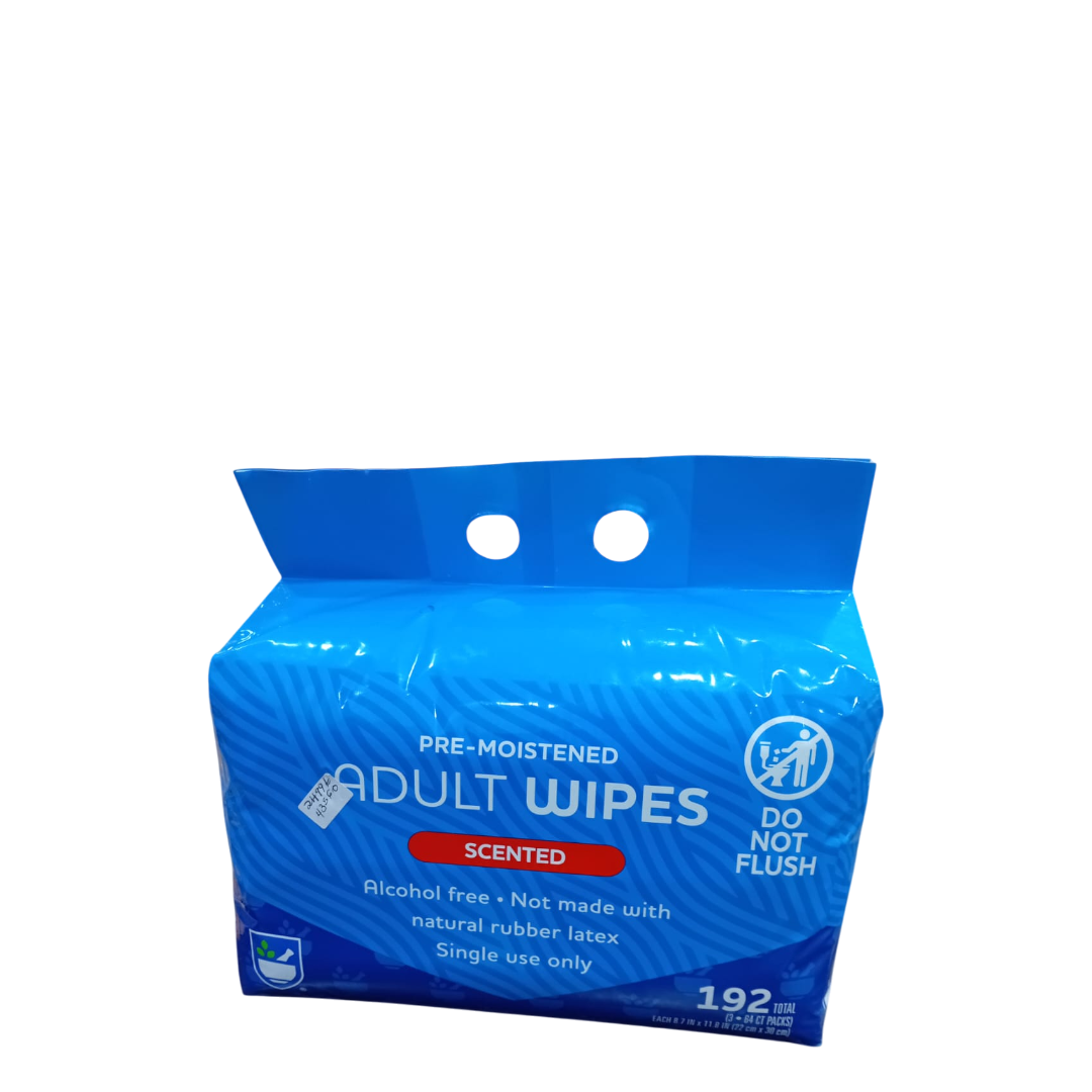 Pre-Moistened Adult Wipes- Scented- 192 Wipes -CK22