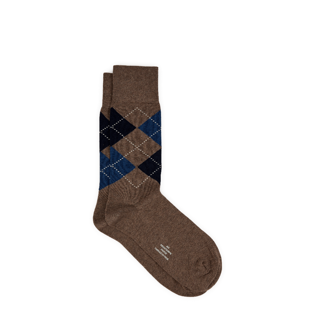 Dress socks- Light brown w/design - 1 Pair