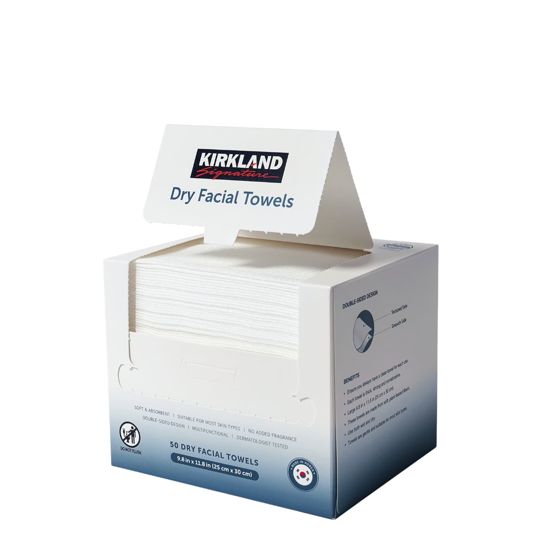 Kirkland Dry Facial Towels- 50 Pack