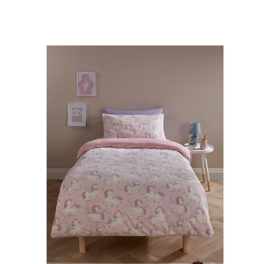 Homelife glow in the dark unicorn teddy fleece duvet