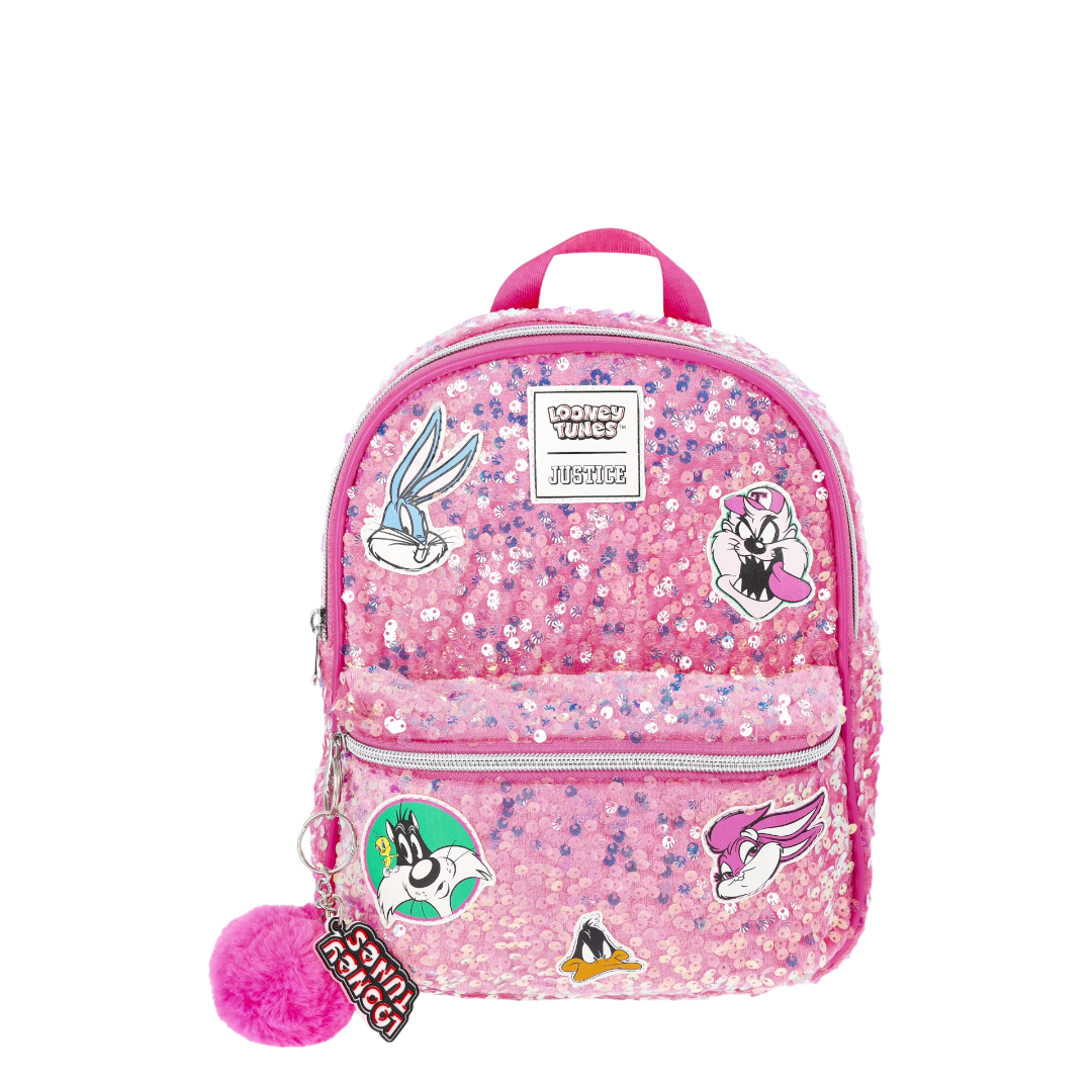 Justice Looney Tunes backpacks for girls, Pink
