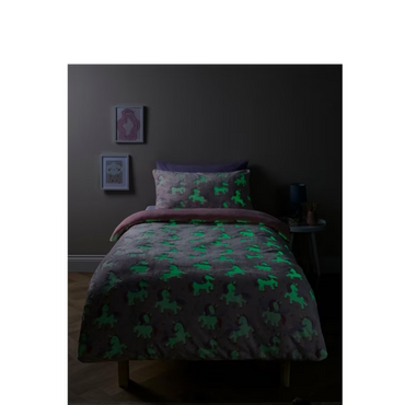 Homelife glow in the dark unicorn teddy fleece duvet