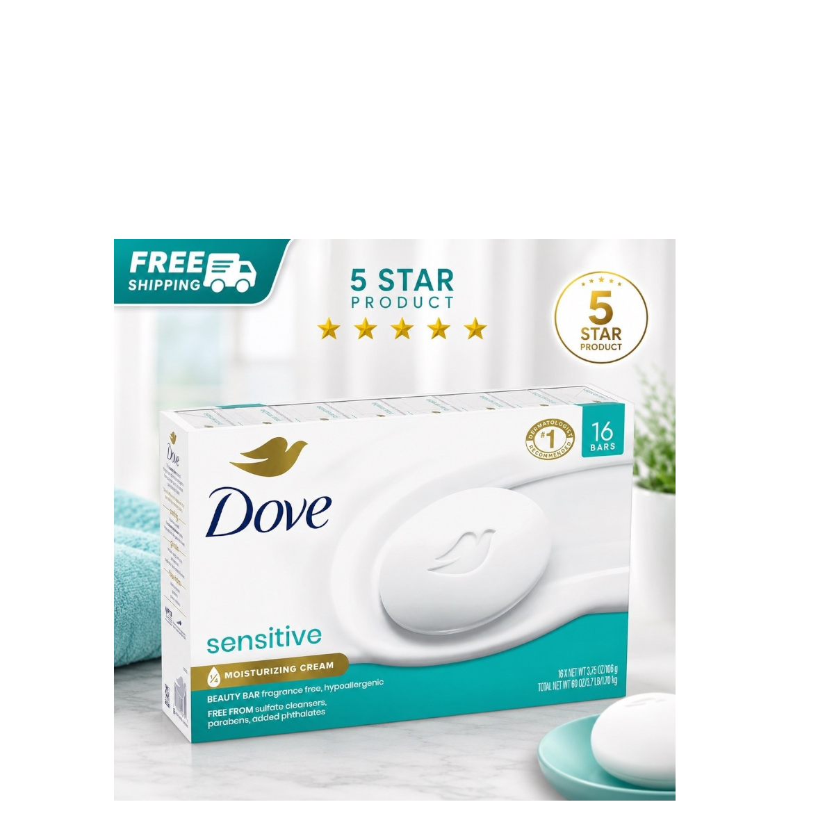 Dove Sensitive Skin Bar Soap - 1 Bar Soap