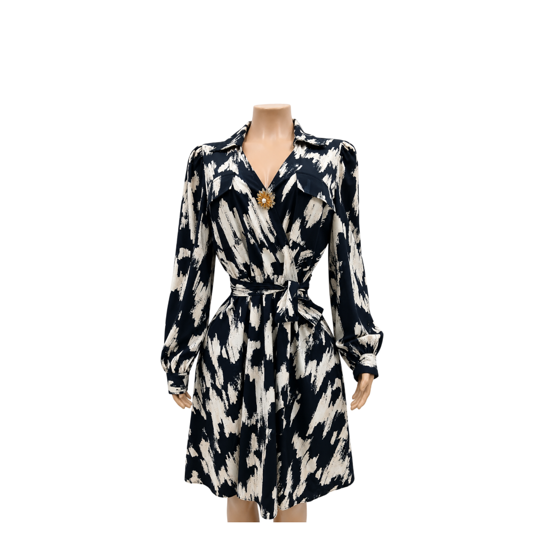 DKNY- Cream & Black Dress-DD4J348C- Size 12
