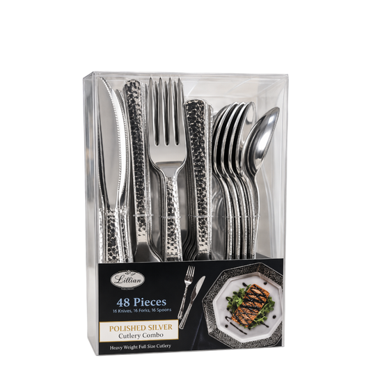 Lilian Table Settings Polished Silver Cutlery Combo - Silver, 48 Count