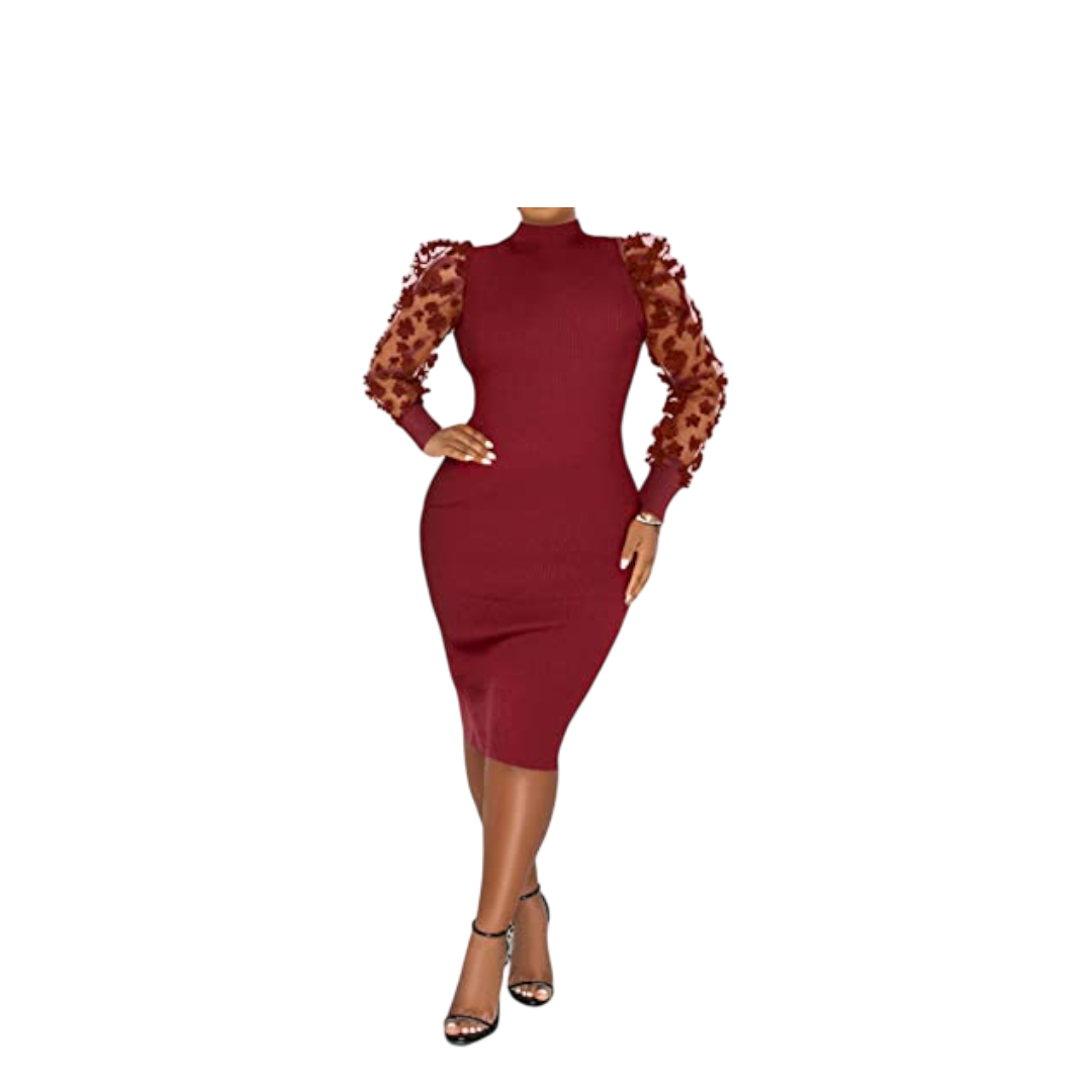 Connected Apparel Dress- Maroon- 1040- Size 8