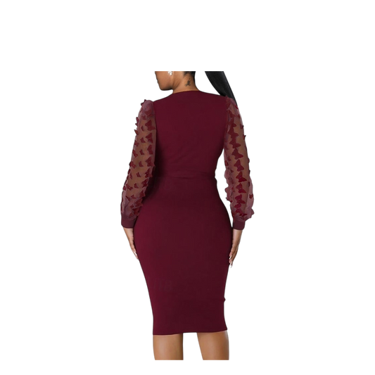 Connected Apparel Dress- Maroon- 1040- Size 8