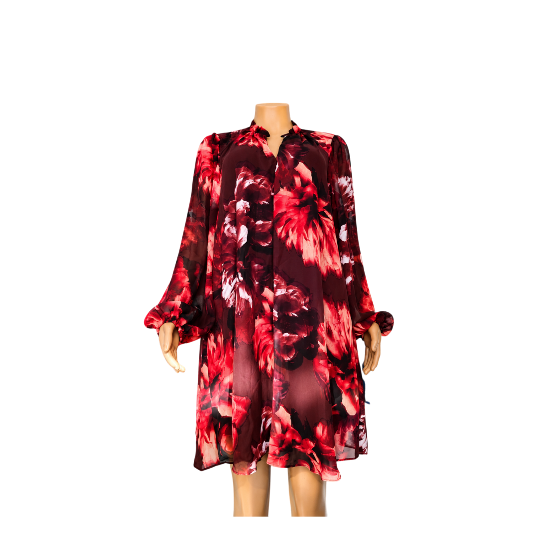 London Times Orange Floral Dress- T10280M-KH- Size XL