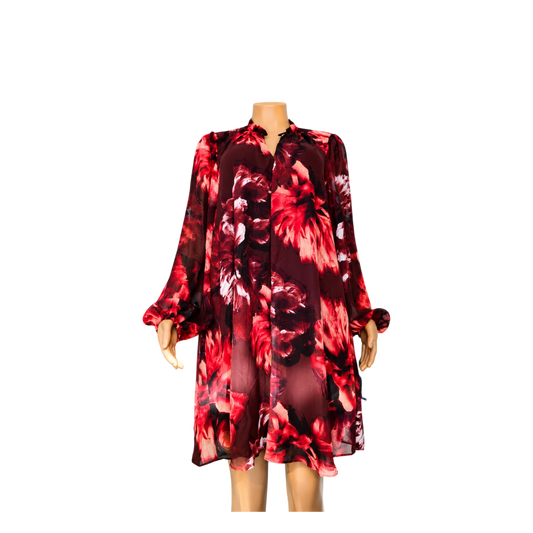 London Times Orange Floral Dress- T10280M-KH- Size XL
