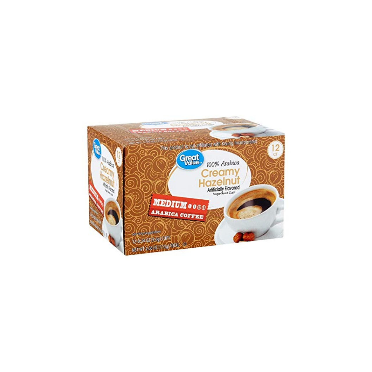 Great Value 100% Arabica Creamy Hazelnut Medium Roast Arabica Coffee Pods  - 12 Ct