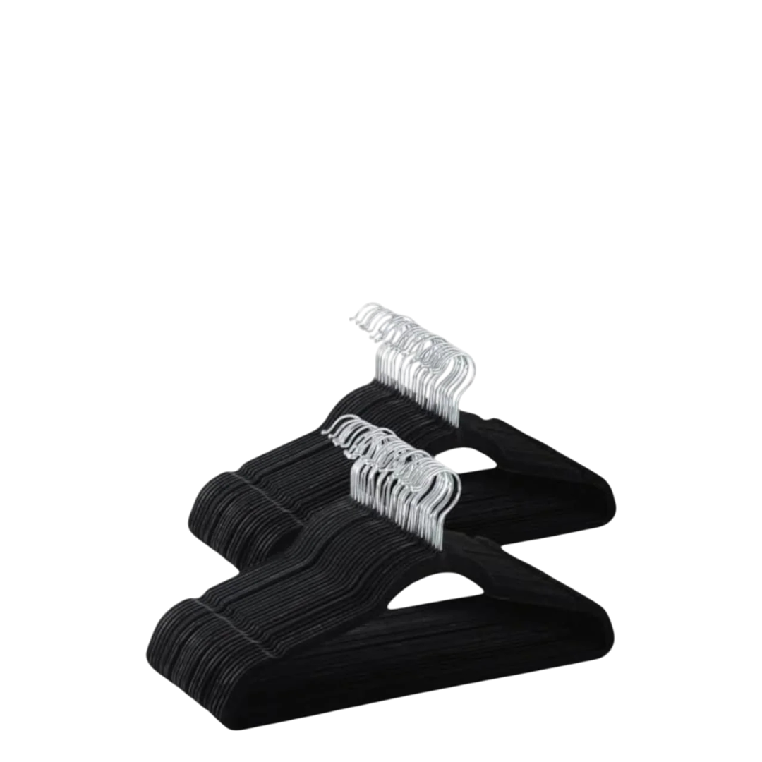 Flocked Hangers , Black - 1 Hanger