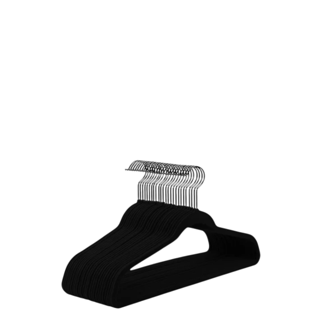 Flocked Hangers , Black - 1 Hanger