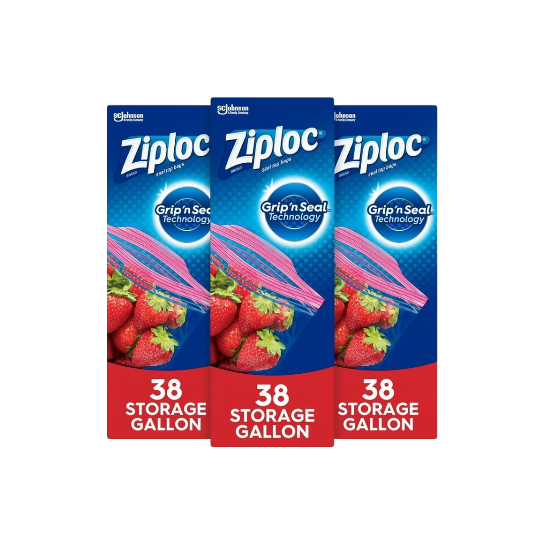 Ziploc Double Zipper Freezer Bags- Gallon, 38 Pack