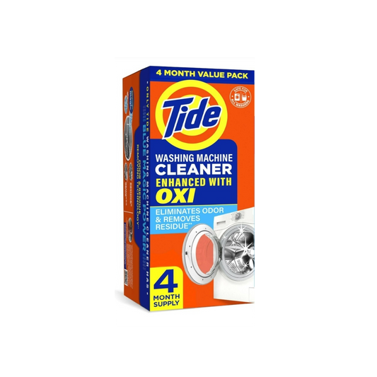 Tide Washing Machine Cleaner with Oxi Powder, Odor Eliminator and Washer Residue Remover, 4 Count