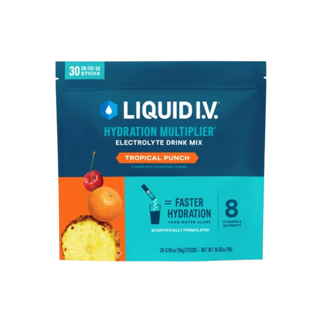 Liquid I.V. Hydration Multiplier, 30 Individual Serving Stick Packs in Resealable Pouch, Tropical Punch