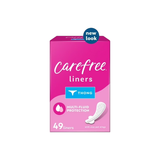 CAREFREE® Regular Thong Panty Liners With Wings - Flat, Unscented, 49 Ct