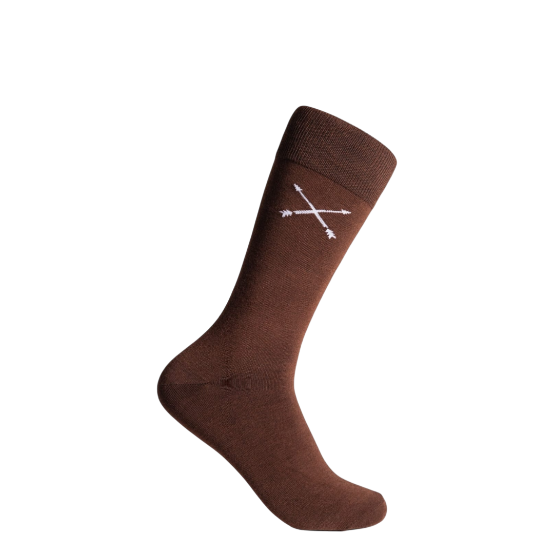 Dress socks- Dark brown w/design - 1 Pair