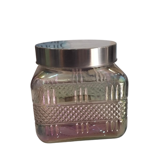 Walter Smoke Luster Embossed Glass Canister - 1.27 L