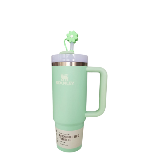 Stanley cups with straw toppers color Green - 30 OZ