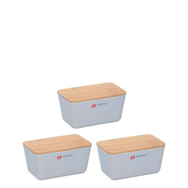 Alpina plastic storage box with bamboo lids - white: set of 3