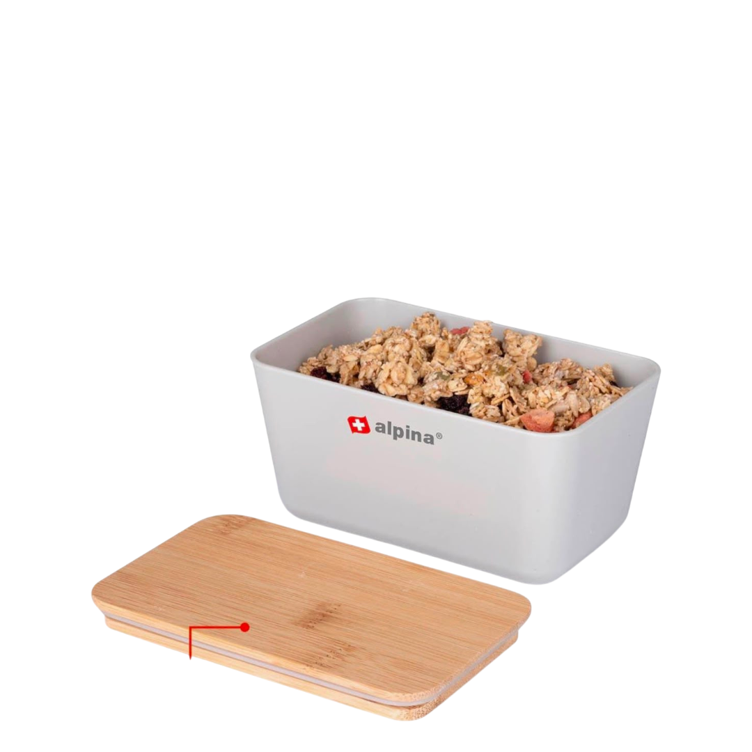 Alpina plastic storage box with bamboo lids - white: set of 3