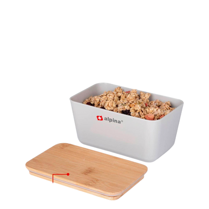 Alpina plastic storage box with bamboo lids - white: set of 3