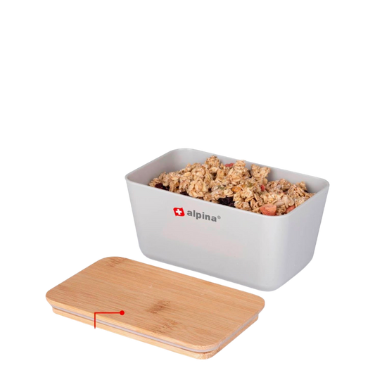 Alpina plastic storage box with bamboo lids - white: set of 3