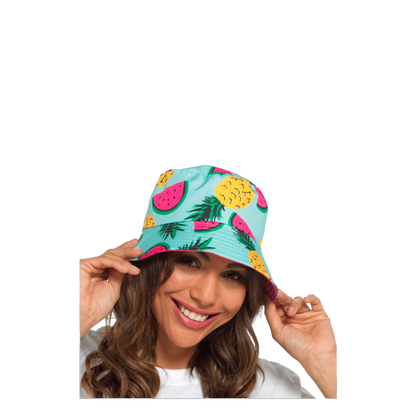 Ladies fruit printed reversible bucket hats