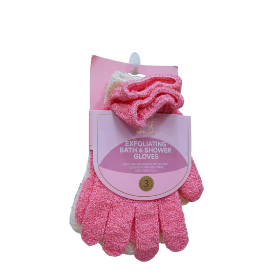 Ann Joy Exfoliating Bath & Shower Gloves - 3 Pairs