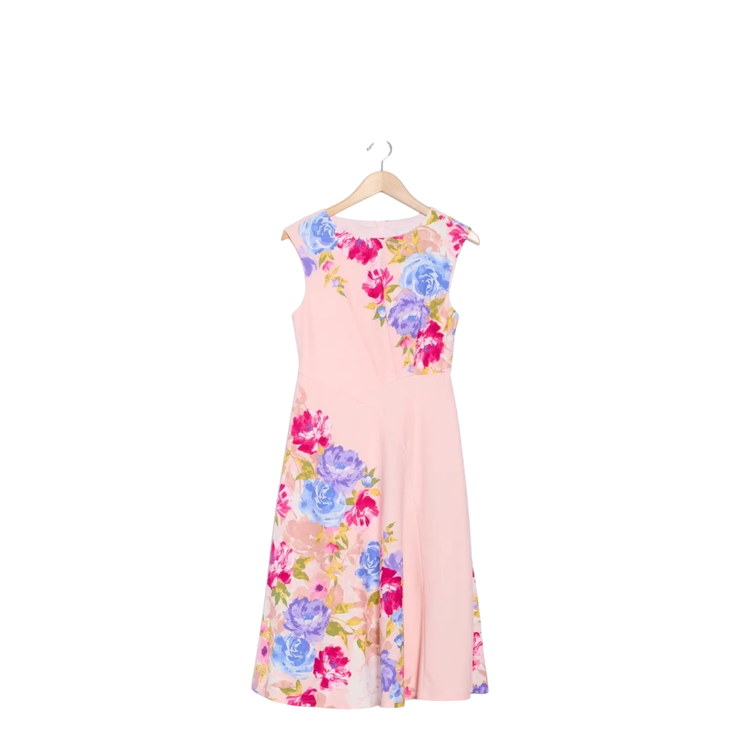 London Times- Pink/Berry  Flowered Dress- T7816M