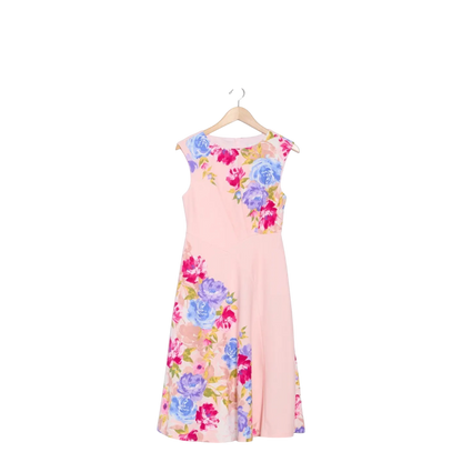 London Times- Pink/Berry  Flowered Dress- T7816M