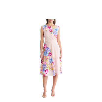 London Times- Pink/Berry  Flowered Dress- T7816M