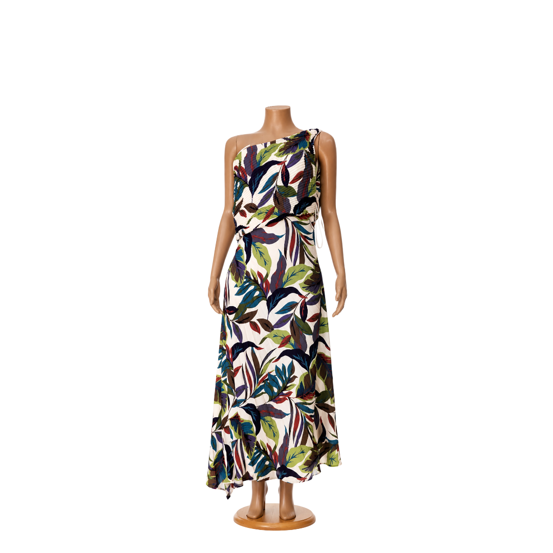Nicole Miller One shoulder pleated dress- LD4F11029-Size 14