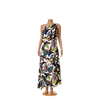 Nicole Miller One shoulder pleated dress- LD4F11029-Size 14