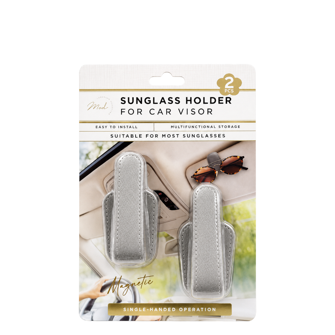 Sunglass Holder for car visor- Grey - 2 pcs
