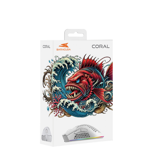 Baracuda Coral White Gaming Mouse